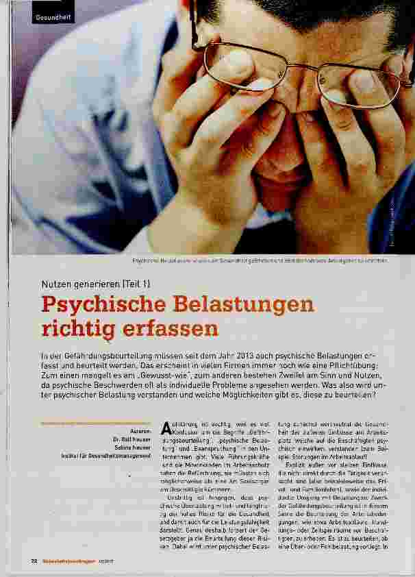 Vorschauseite 1: Nutzen generieren (Teil 1) Psychische Belastungen richtig erfassen