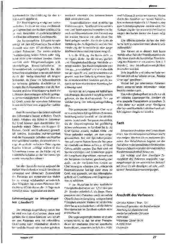 Vorschauseite 5: Die Lagerung des Schwerbrandverletzten Ein Erfahrungsbericht aus dem AKH-Wien