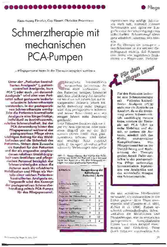 Vorschauseite 1: Schmerztherapie mit mechanischen PCA-Pumpen