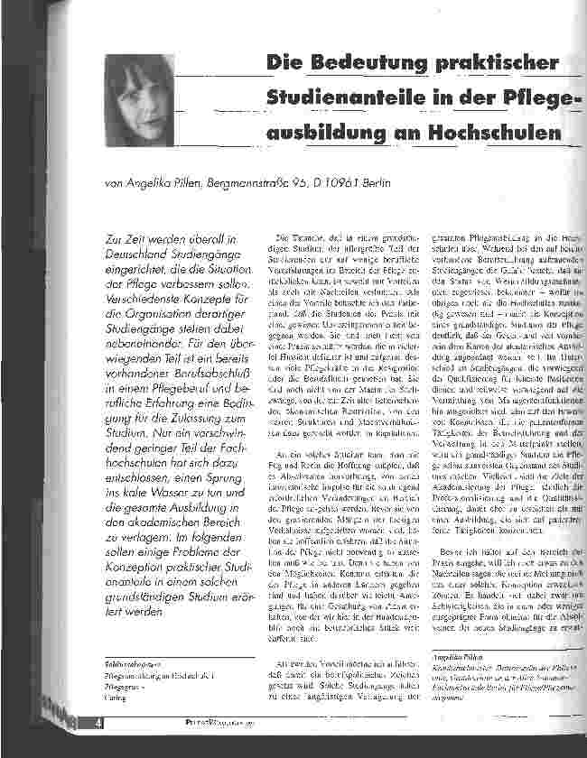 Vorschauseite 1: Die Bedeutung praktischer Studienanteile in der Pflegeausbildung an Hochschulen