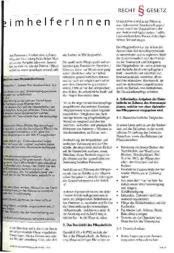 Vorschauseite 2: Tätigkeitskatalog für HeimhelferInnen