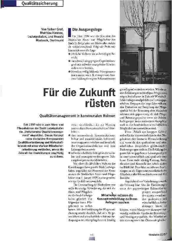 Vorschauseite 1: Für die Zukunft rüsten Qualitätsmanagement in kommunalen Heimen