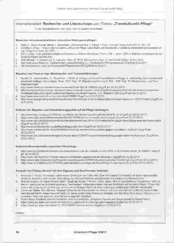 Vorschauseite 5: Handlungsorientierter Unterricht: „Transkulturelle Pflege“
