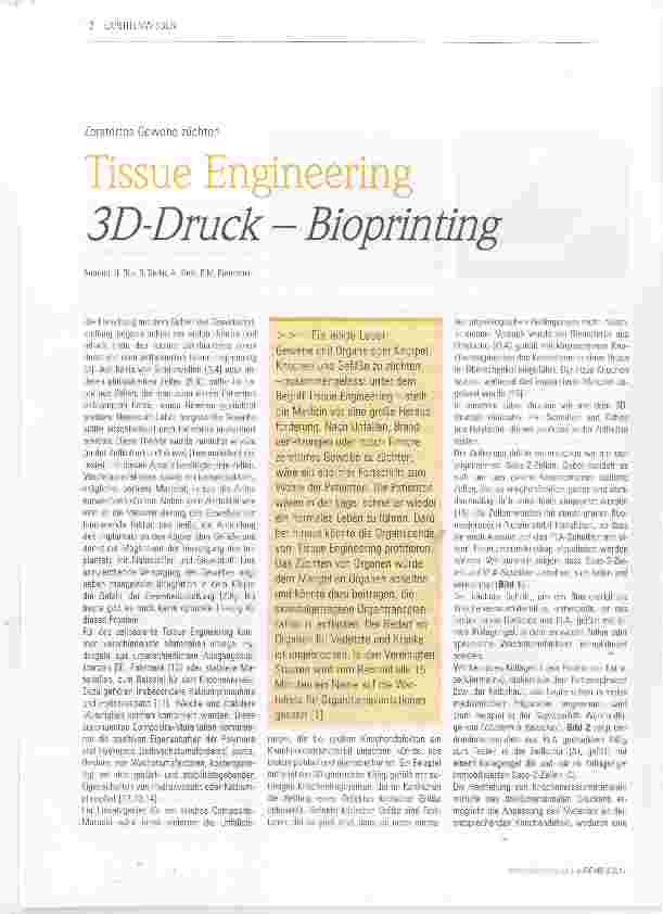 Vorschauseite 1: Tissue Engineering 3D-Druck - Bioprinting