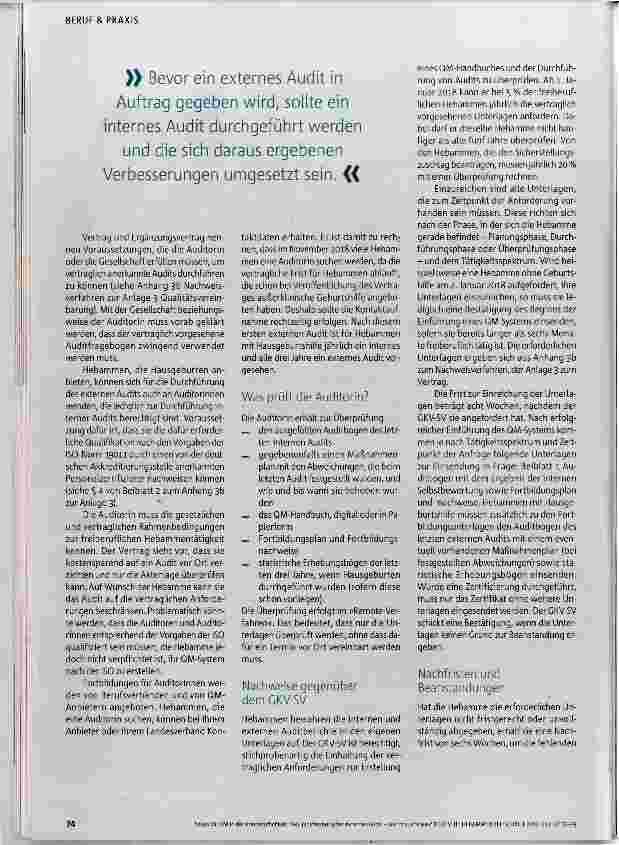Vorschauseite 3: QM in der Freiberuflichkeit, Teil 34 Internes oder externes Audit wer braucht was?