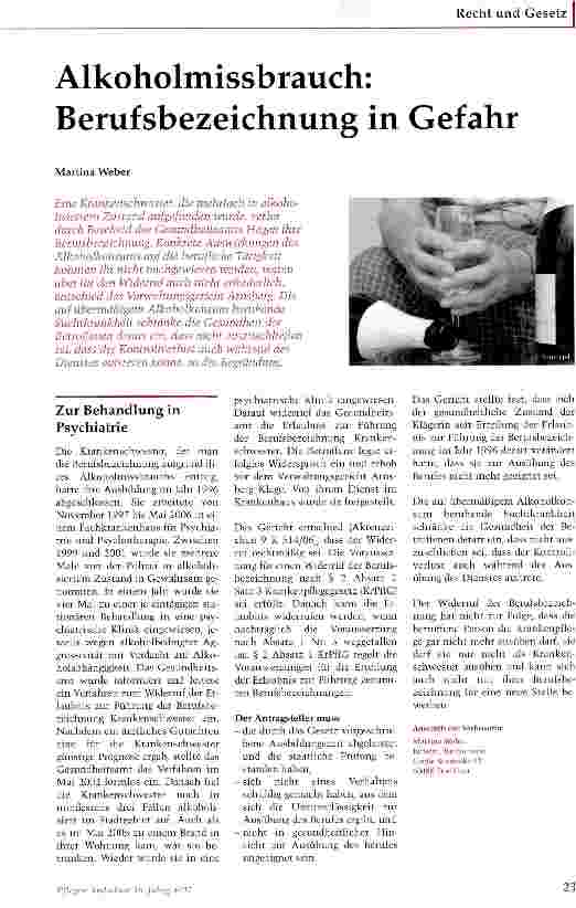 Vorschauseite 1: Alkoholmissbrauch: Berufsbezeichnung in Gefahr