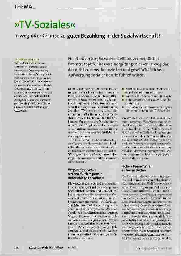 Vorschauseite 1: »TV-Soziales« Irrweg oder Chance zu guter Bezahlung in der Sozialwirtschaft?
