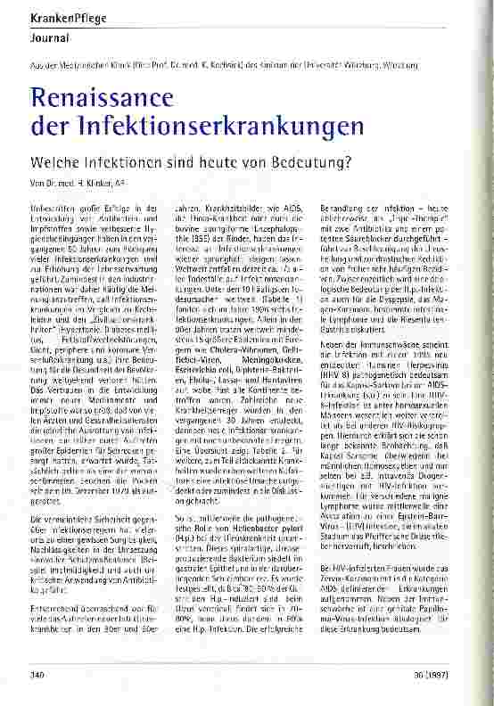 Vorschauseite 1: Renaissance der Infektionserkrankungen Welche Infektionen sind heute von Bedeutung?