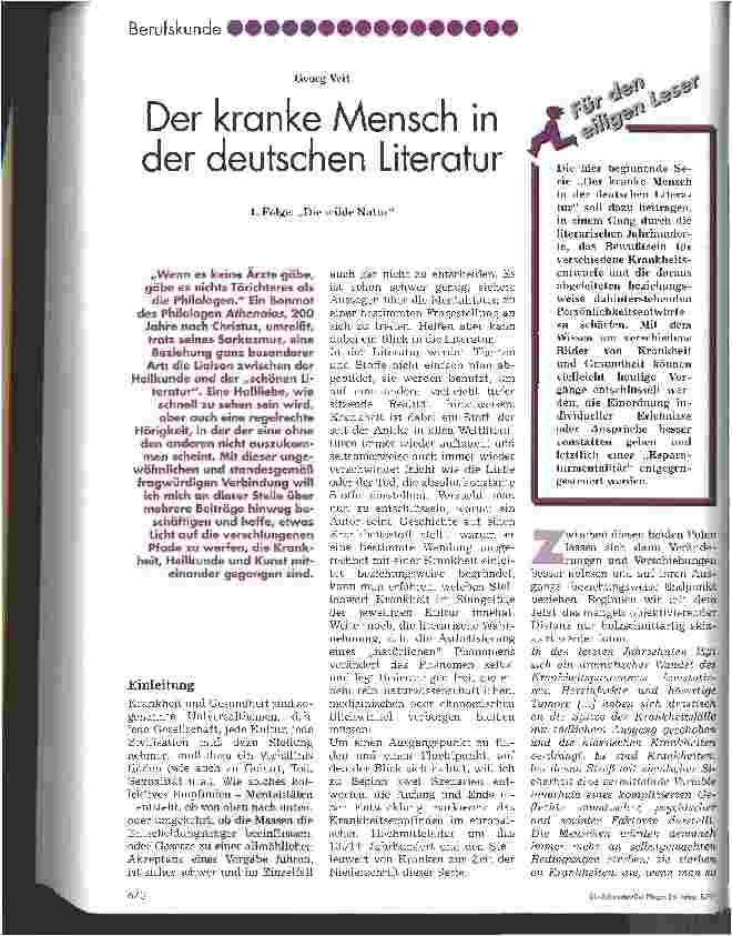 Vorschauseite 1: Der kranke Mensch in der deutschen Literatur 1. Folge: Die wilde Natur