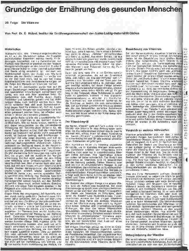 Vorschauseite 1: Grundzüge der Ernährung des gesunden Menschen 20. Folge: Die Vitamine