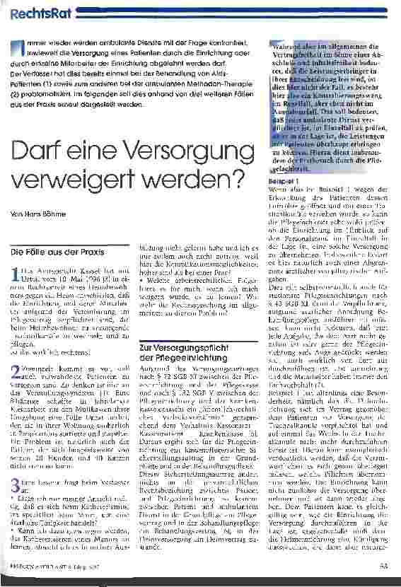 Vorschauseite 1: Darf eine Versorgung verweigert werden?