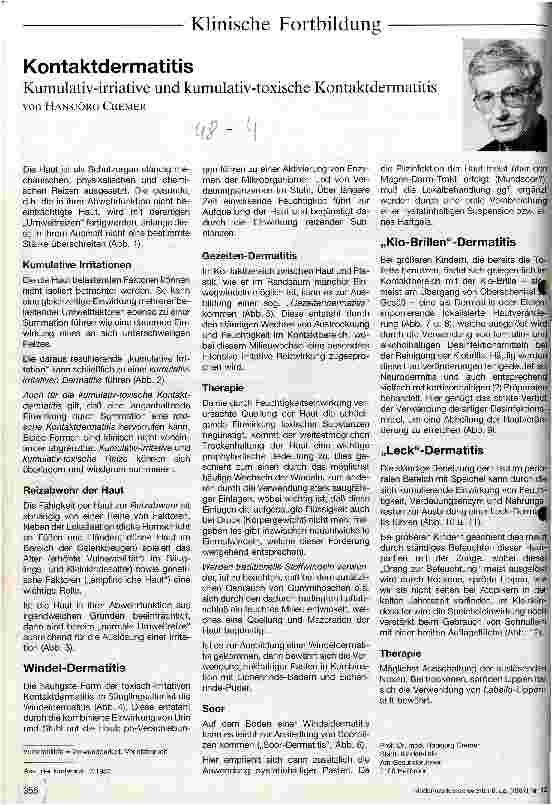 Vorschauseite 1: Kontaktdermatitis Kumulativ-irriative und kumulativ-toxische Kontaktdermatitis