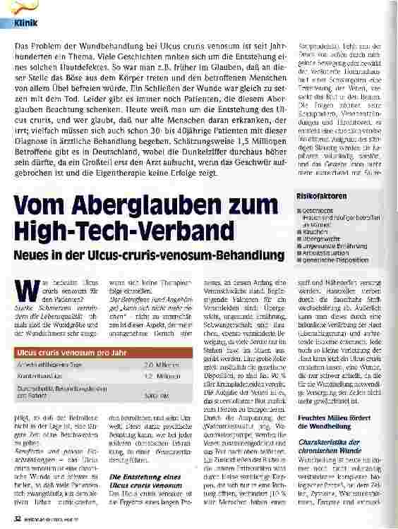 Vorschauseite 1: Vom Aberglauben zum High-Tech-Verband Neues in der Ulcus-cruris-venosum-Behandlung