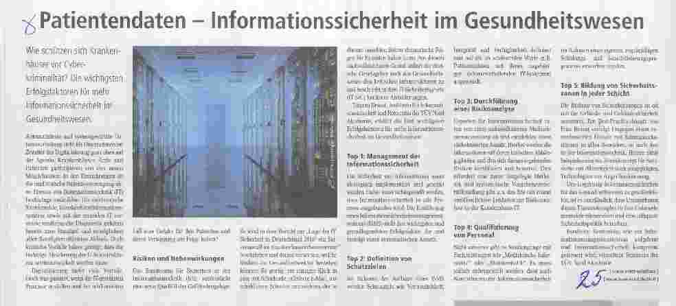 Vorschauseite 1: Patientendaten Informationssicherheit im Gesundheitswesen