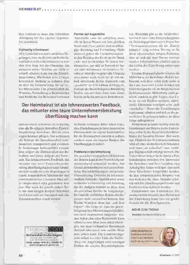 Vorschauseite 3: Der Heimbeirat als Partner