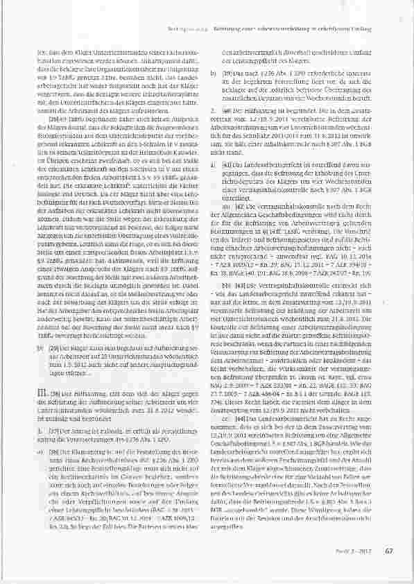 Vorschauseite 5: Befristung einer Arbeitszeiterhöhung in erheblichem Umfang