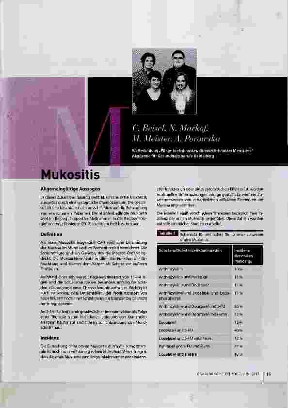 Vorschauseite 1: Mukositis