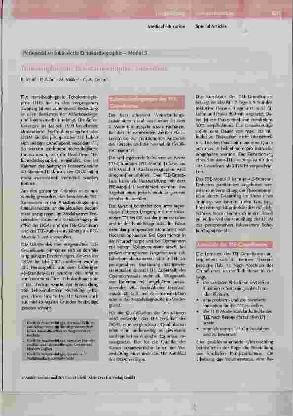 Vorschauseite 1: Perioperative fokussierte Echokardiographie - Modul 3 Transösophageale Echokardiographie: Grundkurs