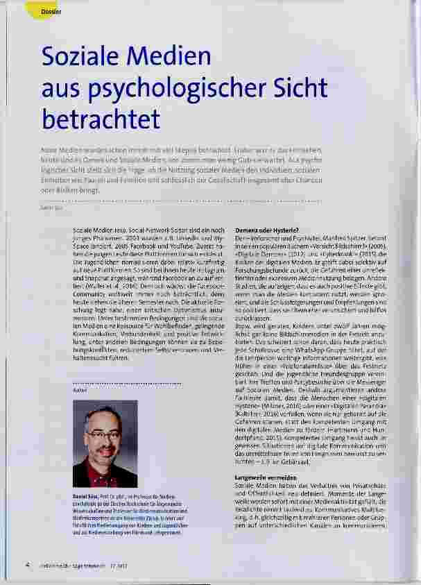 Vorschauseite 1: Soziale Medien aus psychologischer Sicht betrachtet
