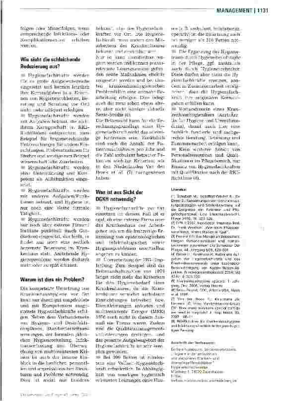 Vorschauseite 2: Situation der Hygienefachkräfte in Krankenhäusern