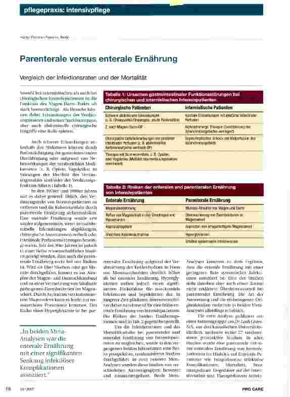 Vorschauseite 1: Parenterale versus enterale Ernährung