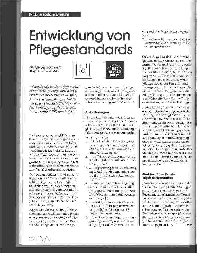 Vorschauseite 1: Entwicklung von Pflegestandards