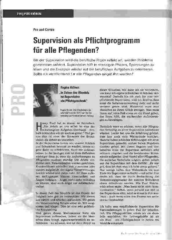 Vorschauseite 1: Supervision als Pflichtprogramm für alle Pflegenden?