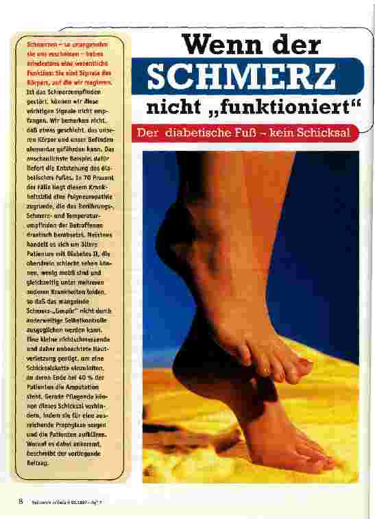 Vorschauseite 1: Wenn der Schmerz nicht funktioniert Der diabetische Fuß - kein Schicksal