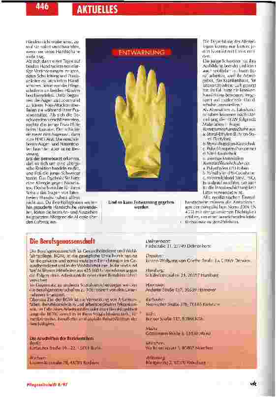 Vorschauseite 2: 365 Tage Allergie-Gefahr durch gepuderte Latex-Handschuhe Berufsgenossenschaft warnt Pflegende