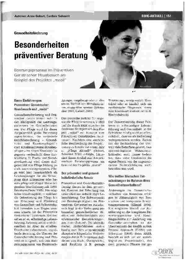Vorschauseite 1: Besonderheiten präventiver Beratung