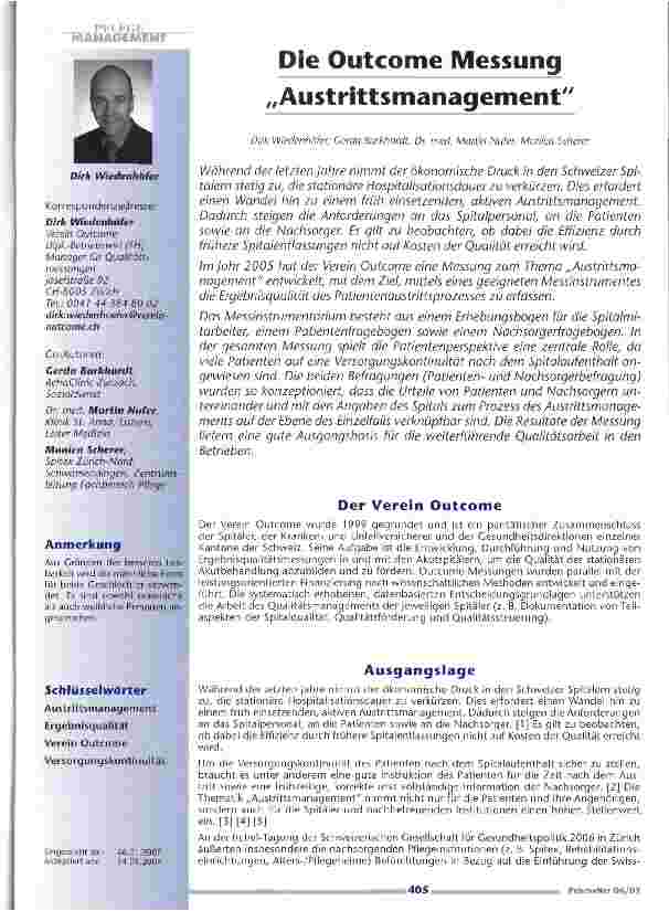 Vorschauseite 1: Die Outcome Messung Austrittsmanagement