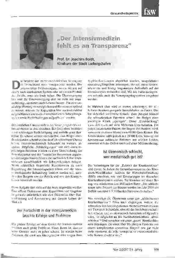 Vorschauseite 2: Intensivmedizin: Sind die Strukturen undRessourcen gerecht verteilt?