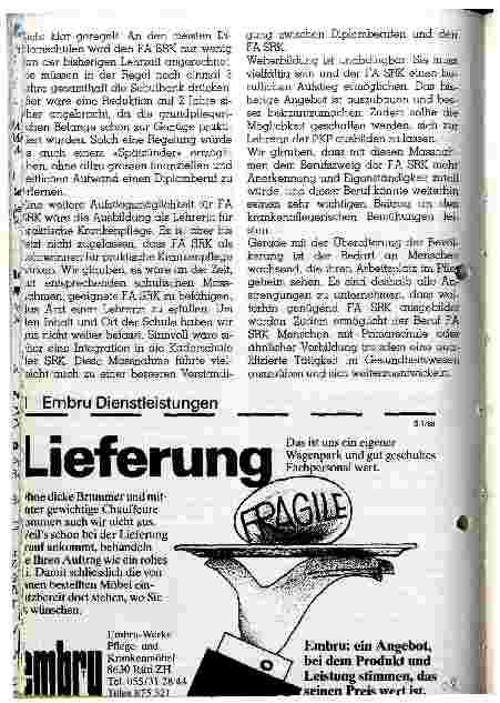Vorschauseite 4: Über die Ausund Weiterbildung der Pflegerin FA SRK