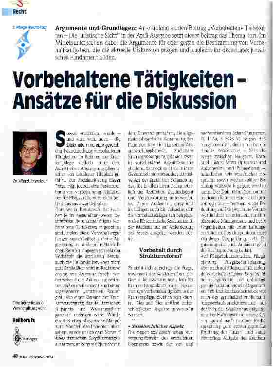 Vorschauseite 1: Vorbehaltene Tätigkeiten - Ansätze für die Diskussion