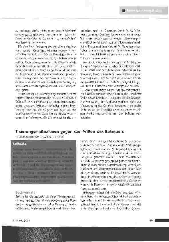 Vorschauseite 1: Fixierungsmaßnahmen gegen den Willen des Betreuers