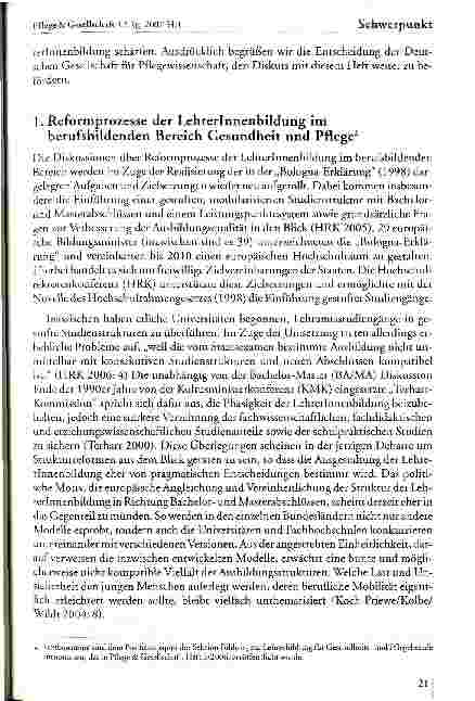 Vorschauseite 2: Reflexionen zur Lehrerinnenbildung im Berufsfeld Gesundheit und Pflege