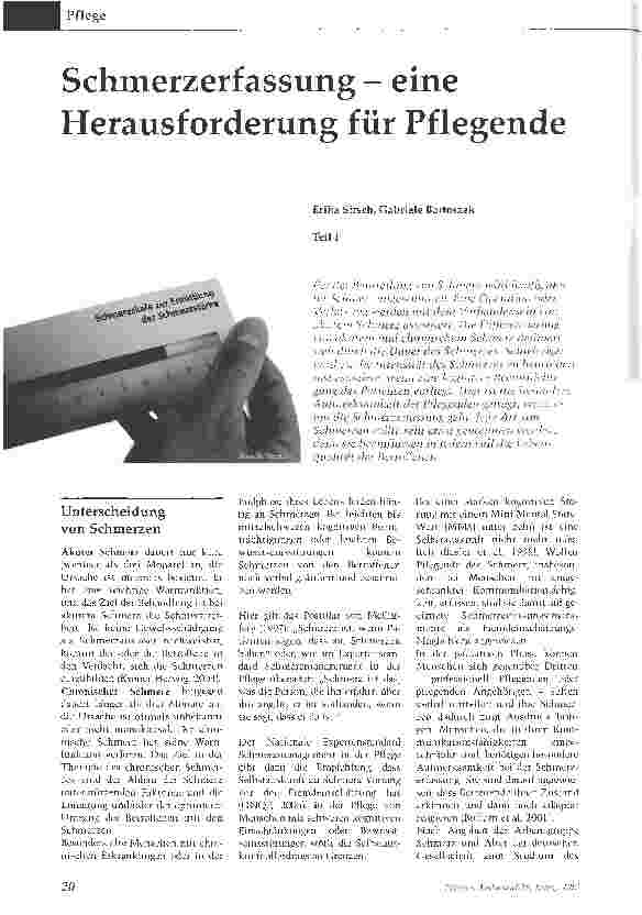 Vorschauseite 1: Schmerzerfassung - eine Herausforderung für Pflegende