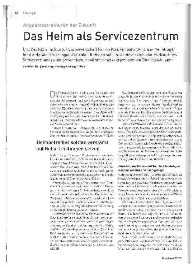 Vorschauseite 1: Das Heim als Servicezentrum