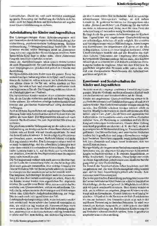 Vorschauseite 2: Besonderheiten bei Spina-bifida-Kindern, -Jugendlichen und ihren Eltern aus erzieherischer Sicht