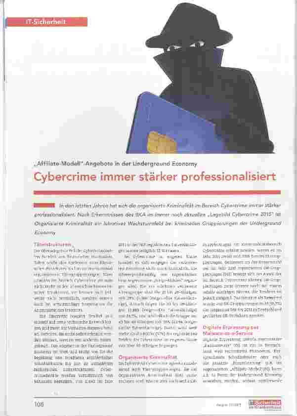 Vorschauseite 1: Cybercrime immer stärker professionalisiert