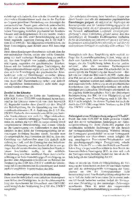 Vorschauseite 2: Das Vertragsarztrechtsänderungsgesetz und Psychiatrische Institutsambulanzen