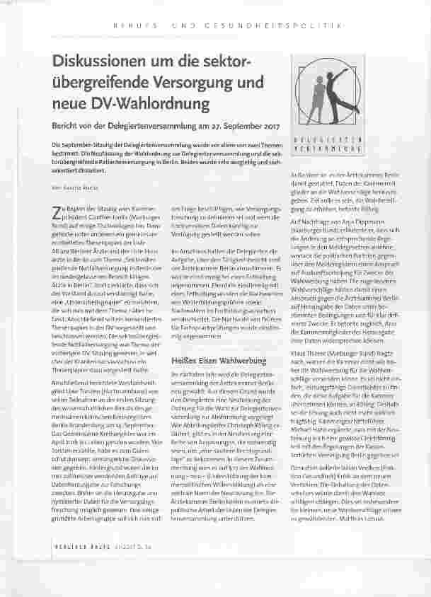 Vorschauseite 1: Diskussionen um die sektorübergreifende Versorgung und neue DV-Wahlordnung