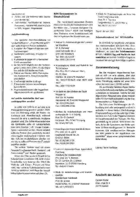 Vorschauseite 5: Die maligne Hyperthermie (MH)