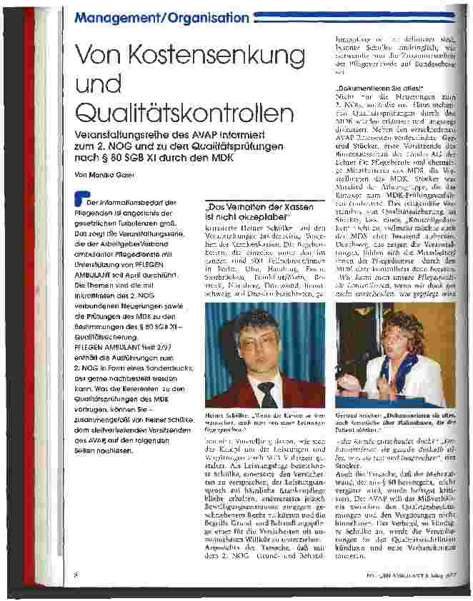 Vorschauseite 1: Von Kostensenkung und Qualitätskontrollen