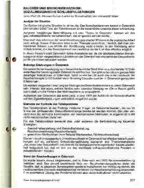 Vorschauseite 1: Rauchen und Bronchialkarzinom: Sozialmedizinische Schlussfolgerungen