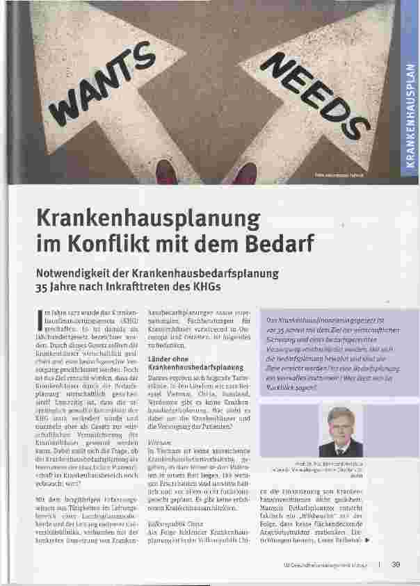 Vorschauseite 1: Krankenhausplanung im Konflikt mit dem Bedarf