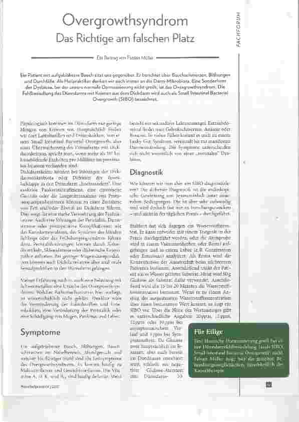 Vorschauseite 1: Overgrowthsyndrom Das Richtige am falschen Platz
