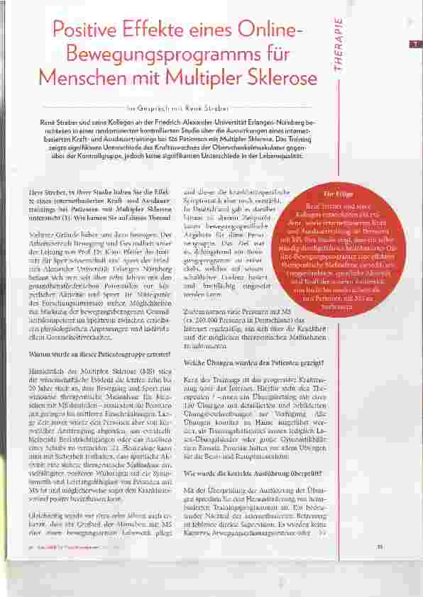 Vorschauseite 2: Positive Effekte eines Online-Bewegungsprogramms für Menschen mit Multipler Sklerose