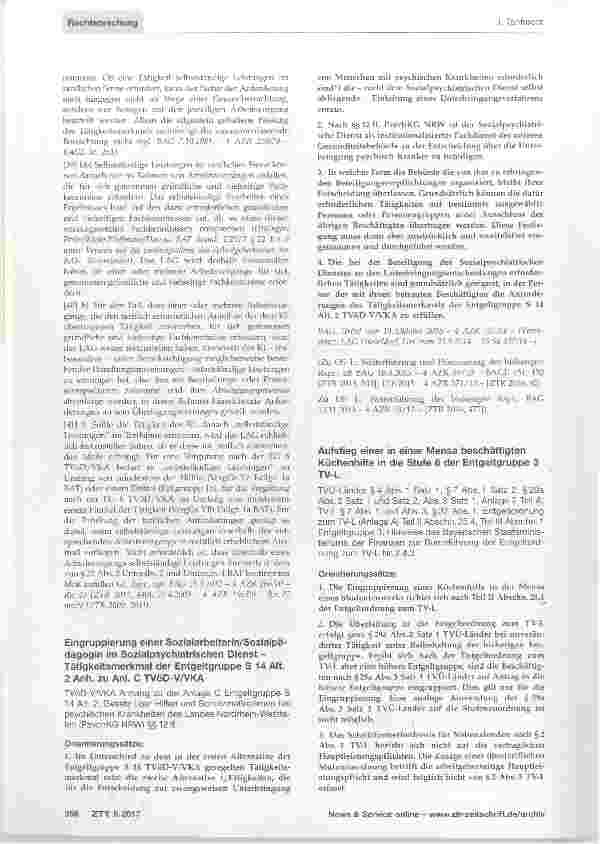 Vorschauseite 5: Eingruppierung eines Betriebsangestellten im Außendienst eines Straßenverkehrsamts