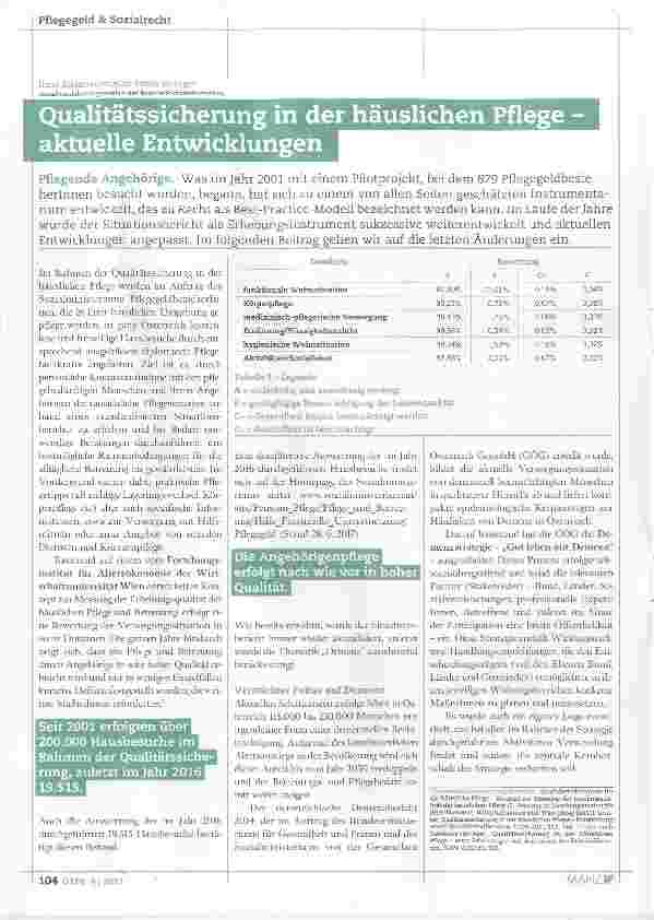 Vorschauseite 1: Qualitätssicherung in der häuslichen Pflege aktuelle Entwicklungen